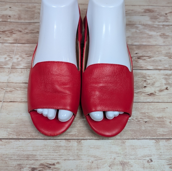 Aerosoles Tidbit Leather Red Open / Peep Toe Flat Dress Slipper Sandal Shoes 6.5 - Picture 7 of 15
